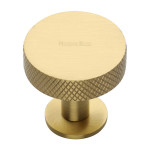 M Marcus Heritage Brass Knurled Disc Design Cabinet Knob with Rose 38mm 